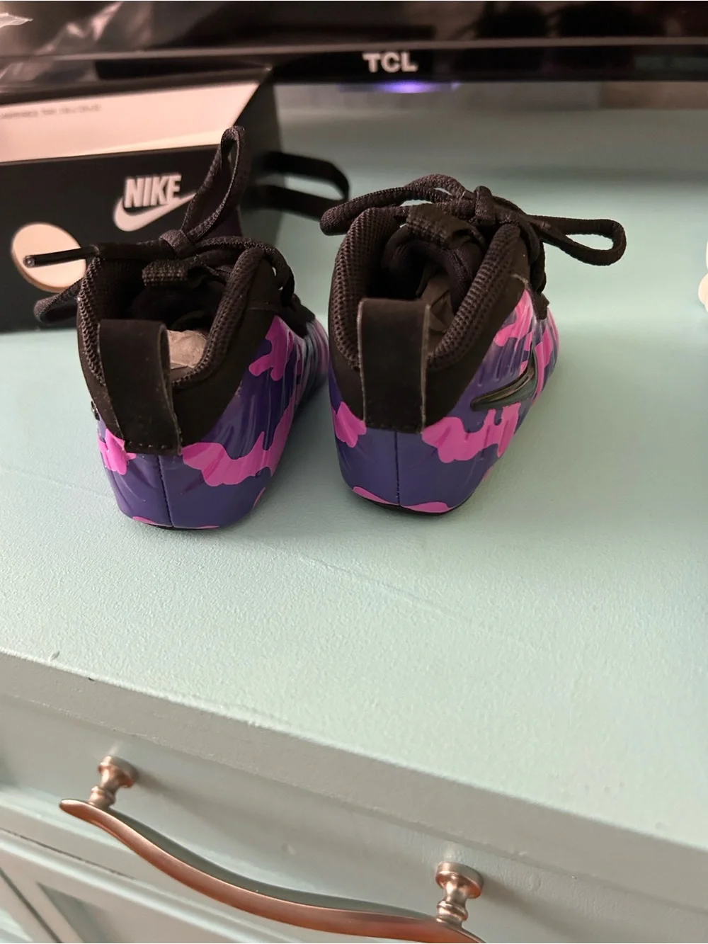Nike Baby Black Sneakers with Pink & Purple Foam Accents